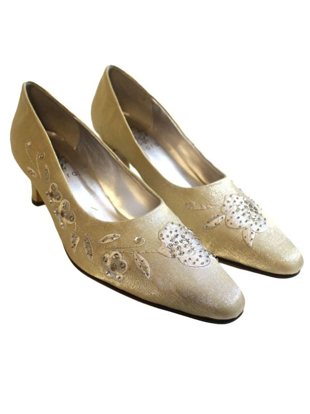 Floral Collection DP652 Fern Silver Satin Dress Pumps Size 10 Wide Width